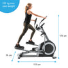 Nordic Track Commercial Elliptical Cross Trainer Side View with Female model and Information pointers