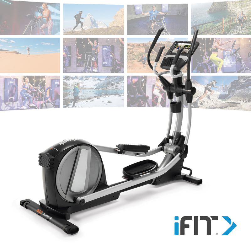 Nordic Track SE7i Elliptical Trainer.  A view of the cross trainer taken from an angle showing all of the machine.