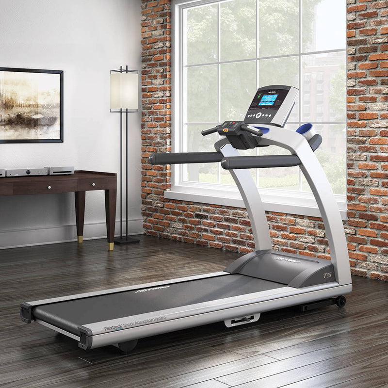 Image of the Life Fitness T5 non folding treadmill in a home environment. Fitness Options. Nottingham's leading fitness & gym equipment supplier.