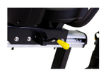 A close up image showing the seat adjuster knob on the BH H775R LED recumbent bike. Available from Fitness Options 