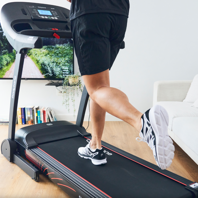 Bodytone Active Run LED treadmill showing a close up of the treadmill belt in a room setting