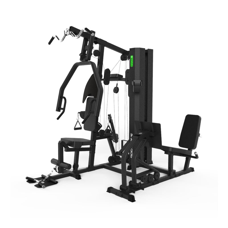 Bodytone EVOM4 Light Commercial Multi Gym viewed from leg press side against white background