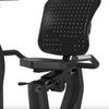 Bodytone EVOR4 Light Commercial Recumbent Bike close up of sweat resistant backrest against a white background.