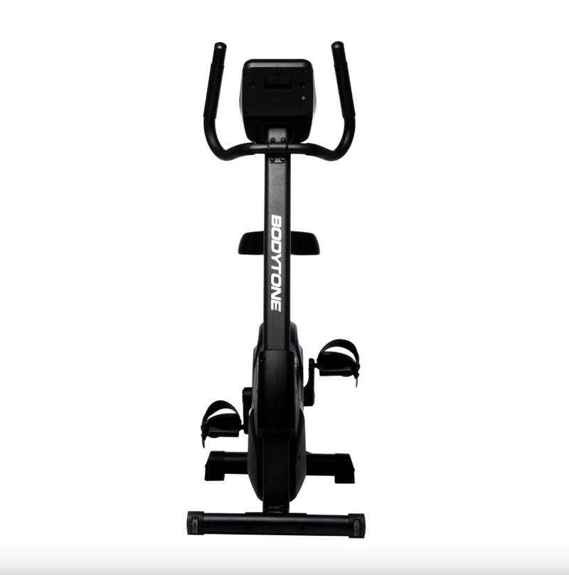 Bodytone EVOU4 light commercial upright exercise bike viewed from the rear against white background