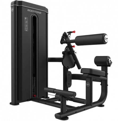 Bodytone Light Commercial Dual Abdominal and Back Extension station viewed from the front with roller pad in the abdominal position against a white background.