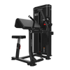 Bodytone Light Commercial Dual Bicep and Tricep station with arm in tricep position viewed from an angle from front of arm pad against a white background.