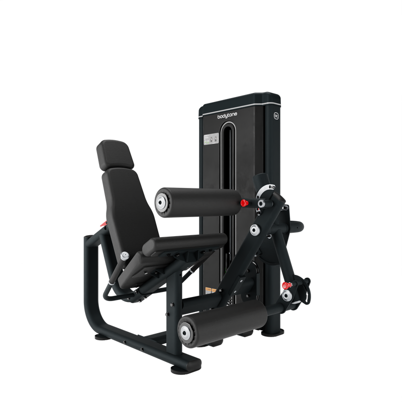 Bodytone Light Commercial Dual Leg Curl and Leg Extension machine front view at an angle on a white background