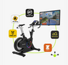  Bodytone Smart Bike V3 with TV screen displaying a virtual road and how various fitness app connect the bike to the TV.