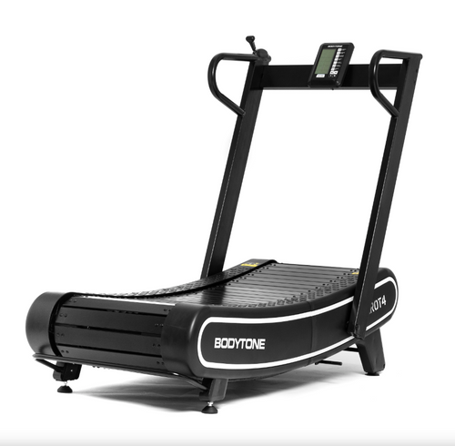 Bodytone ZROT4 Light Commercial Curved Treadmill viewed at angle from rear