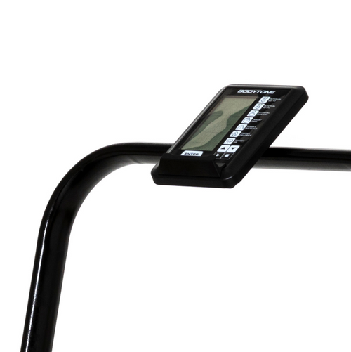 Close-up of a digital display on a Bodytone ZROTH Curved Treadmill