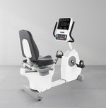 Dyaco Medical Physical Therapy Recumbent Bike 4.0R viewed from rear with no one sitting on it.