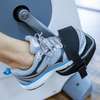 Dyaco Medical Physical Therapy Recumbent Bike 4.0R with close up of pedal with patients foot placed in pedal strap.