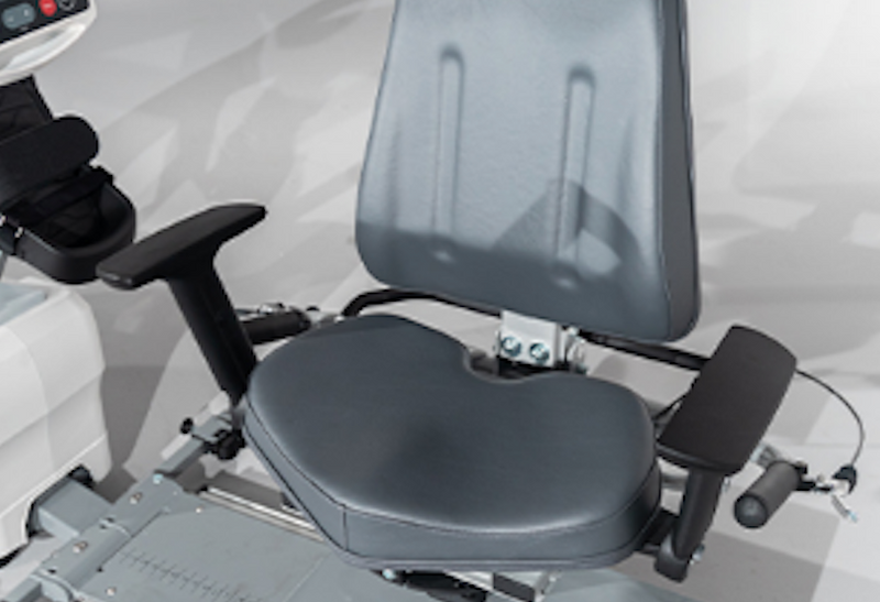 Dyaco Medical Rehabilitation Recumbent Seated Stepper 7.5S close up of seat.