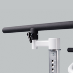Dyaco Medical Rehabilitation Treadmill 7.0T showing close up the safety side rails height adjustment.