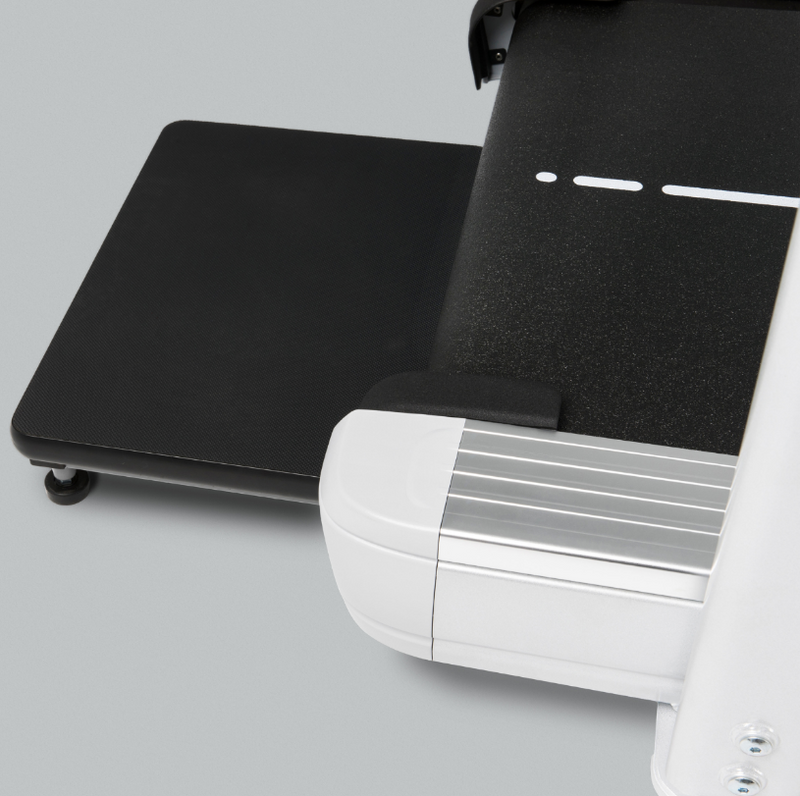 Dyaco Medical Rehabilitation Treadmill 7.0T close up of removable step at the rear of the treadmill.