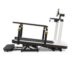 Dyaco Medical Rehabilitation Treadmill 8.0T side view howing treadmill in its lowest decline position.