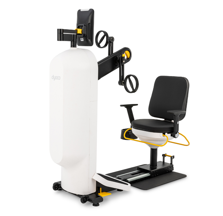 Dyaco Medical Rehabilitation UBE Upper Body Ergometer 8.5UE side angled view from rear of machine.