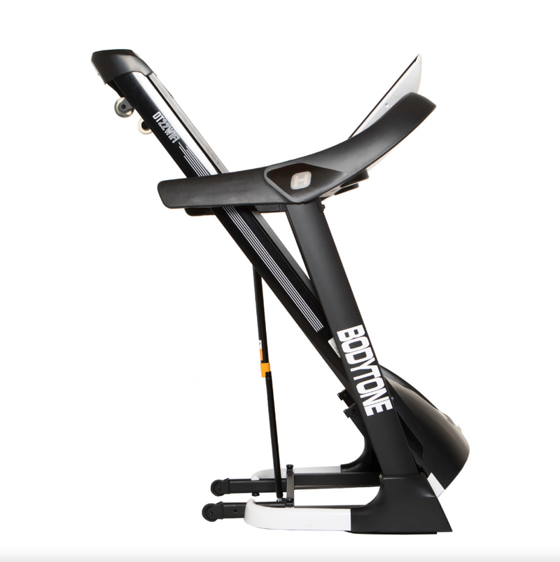 Bodytone DT22W TFT Treadmill folded against white background