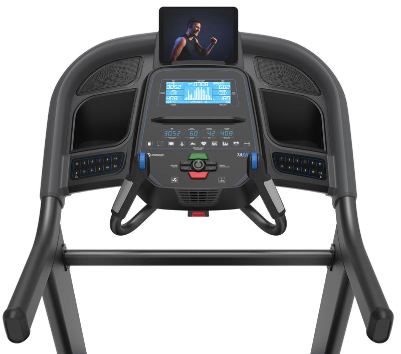 Horizon 7.4AT treadmill close up of console