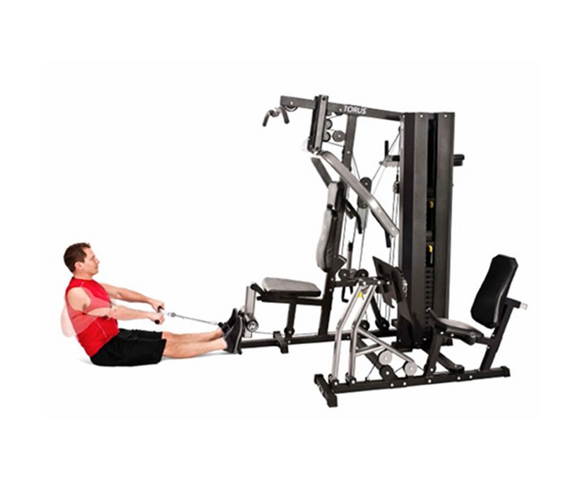 Horizon Torus 5 Gym with male model performing seated row