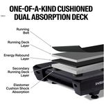 Diagram of a Inspire Fitness T7S treadmill's cushioned dual absorption deck with labeled layers.