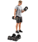 Nordic Track Select A Weight with male doing dumbbell curls
