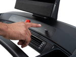 Nordic Track Commercial 1250 Treadmill showing finger ready to press speed button