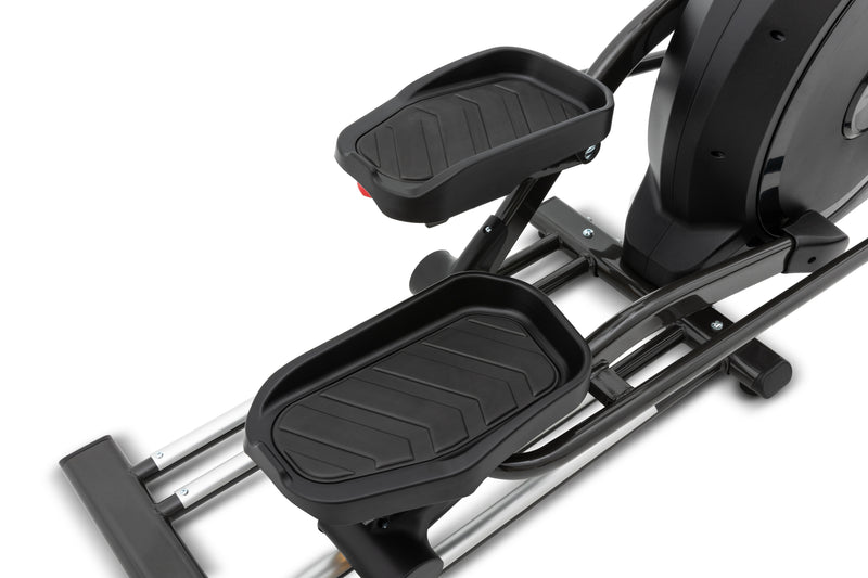 Spirit XE295 Elliptical trainer. A view of the footplates at the rear of the elliptical trainer.