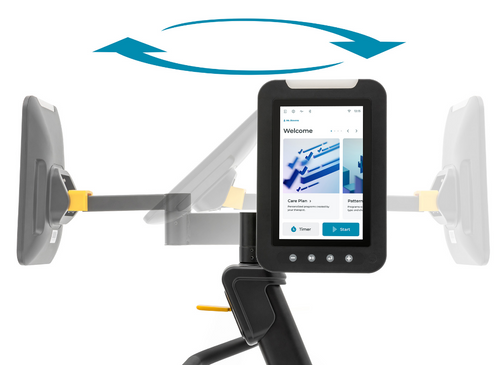 Dyaco Medical Rehabilitation Recumbent Bike 8.5R showing console rotation and angle for best viewing position.