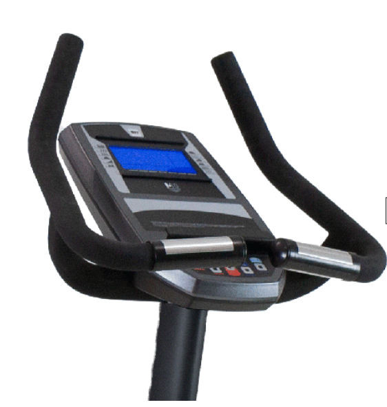 A close up image of the handlebars and console on the   i.TFB MED Upright Bike. Available from Fitness Options Nottingham.