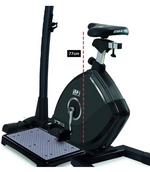 An imaging indicating the height from the step up platform to the saddle on the   i.TFB MED Upright Bike. Available from Fitness Options Nottingham.