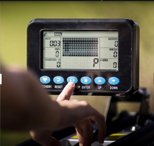 BH Cardiff Water Rowing Machine close up of console.