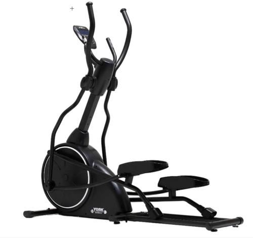 An image showing all of the York HFX9 Elliptical trainer with a white background. Available from Fitness Options, Nottingham. www.fitnessoptions.co.uk