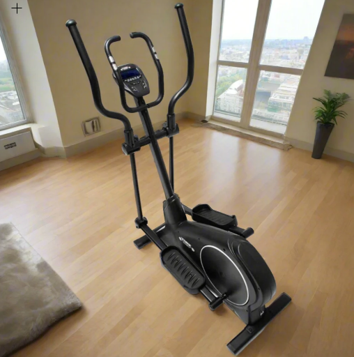 An overhead shot of the York HX7 Elliptical Trainer taken in a domestic setting. Available from Fitness Options Nottingham. www.fitnessoptions.co.uk