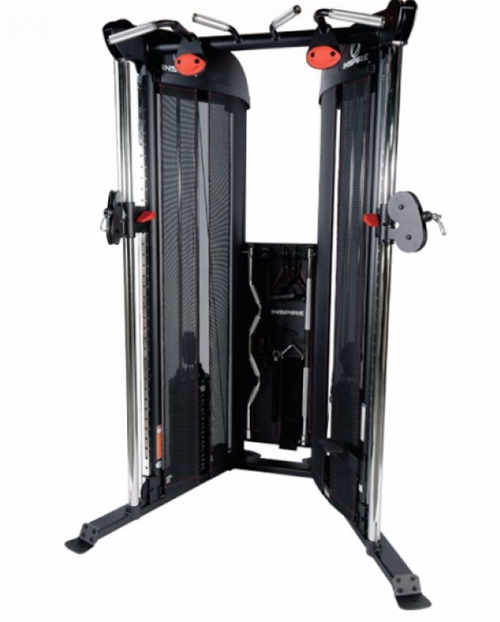 Gym cable machine on a white background