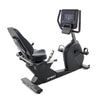 Spirit CR800+ Recumbent Bike in Graphite Grey built for commercial establishments viewed from the rear