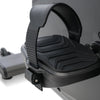 A close up of one of the pedals on the Spirit CU800+ Upright bike in Graphite Grey built for commercial establishments 