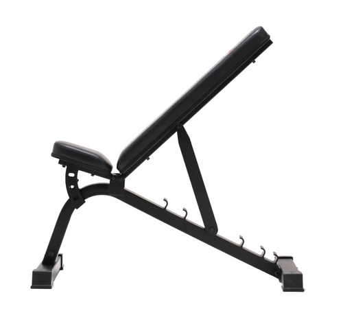 A side view of the York Barbell C19 DB Flat to incline bench showing the adjustments for the back rest. Available from Fitness Options Nottingham.