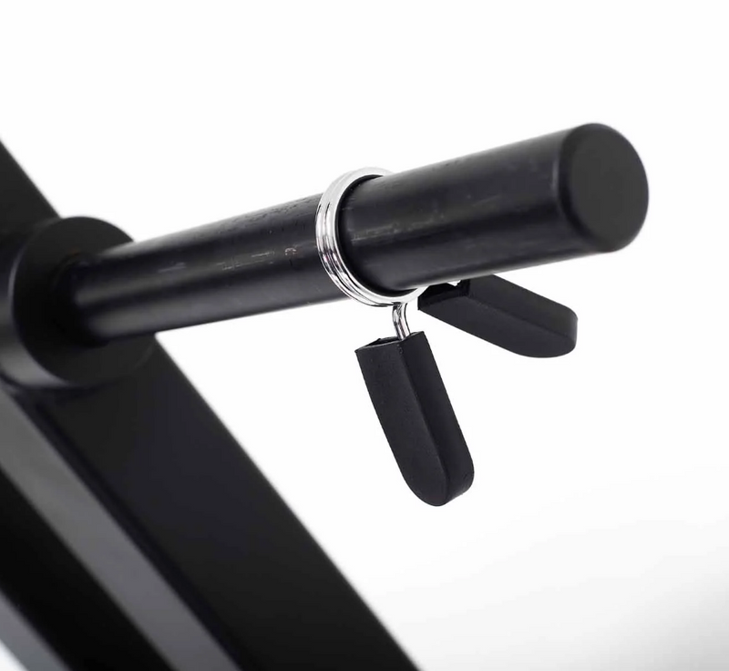 Close up image of a weight post and spring collar on a York Barbell C19LR lat pulldown and low row. Available from Fitness Options Nottingham.