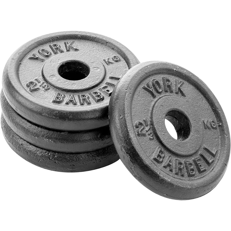 Image of four York standard 2.5kg cast discs.Fitness Options, Online Gym Equipment Supplier and Nottinghamshire Showroom