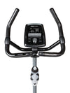 Flow Fitness DHT 2000i Upright Bike showing console, hand grip pulse and resistance buttons on handle bars