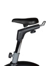 A close up image of the saddle on the Flow Fitness DHT750 Upright bike featuring its verticle seal adjustment mechansim. Fitness Options. Nottingham's leading fitness & gym equipment supplier.