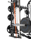 Force USA G3 Functional Trainer with red resistance band fitted to Olympic Smith Bar. Fitness Options, Online Gym Equipment Supplier and Nottinghamshire Showroom