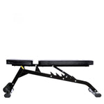 Image of the Force USA SP3 bench with the back rest in a flat position.  Fitness Options, Online Gym Equipment Supplier and Nottinghamshire Showroom