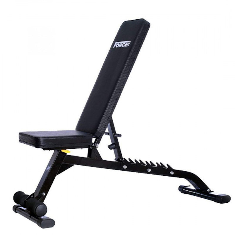 Side image of the Force USA SP3 bench with the back rest in a full upright position.  Fitness Options, Online Gym Equipment Supplier and Nottinghamshire Showroom