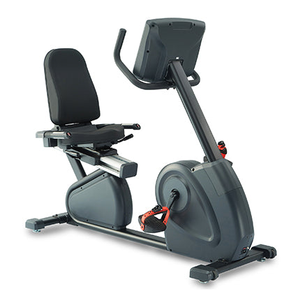 Am image of the Gym Gear Encore R97  recumbent cycle showing the seat with fully supporting back rest. Fitness Options, Online Gym Equipment Supplier and Nottinghamshire Showroombent 