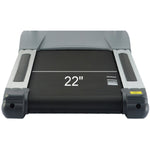 An image showing the 22" width of the running bed on the Gym Gear T97 Commercial Treadmill. Fitness Options, Online Gym Equipment Supplier and Nottinghamshire Showroom