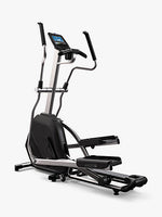 Full image of the the Horizon Andes 7i cross trainer showing the handle bars, console and foot plates.  Fitness Options, Online Gym Equipment Supplier and Nottinghamshire Showroom