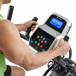 Image showing man on the Horizon HT5.0 Peak Trainer holding onto the hand grip pulse.  Also shows the console in a program.  Fitness Options, Online Gym Equipment Supplier and Nottinghamshire Showroom