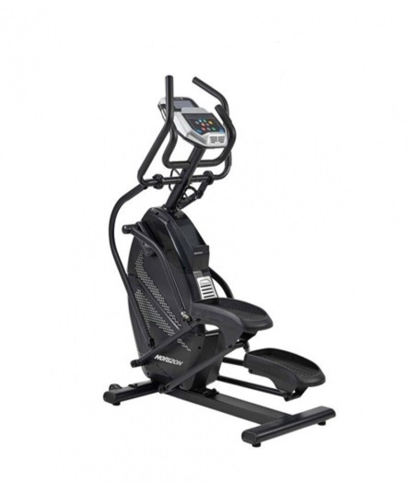 Full image of the Horizon HT5.0 Peak Trainer giving a view of the console, footplates and handle bars.  Fitness Options, Online Gym Equipment Supplier and Nottinghamshire Showroom